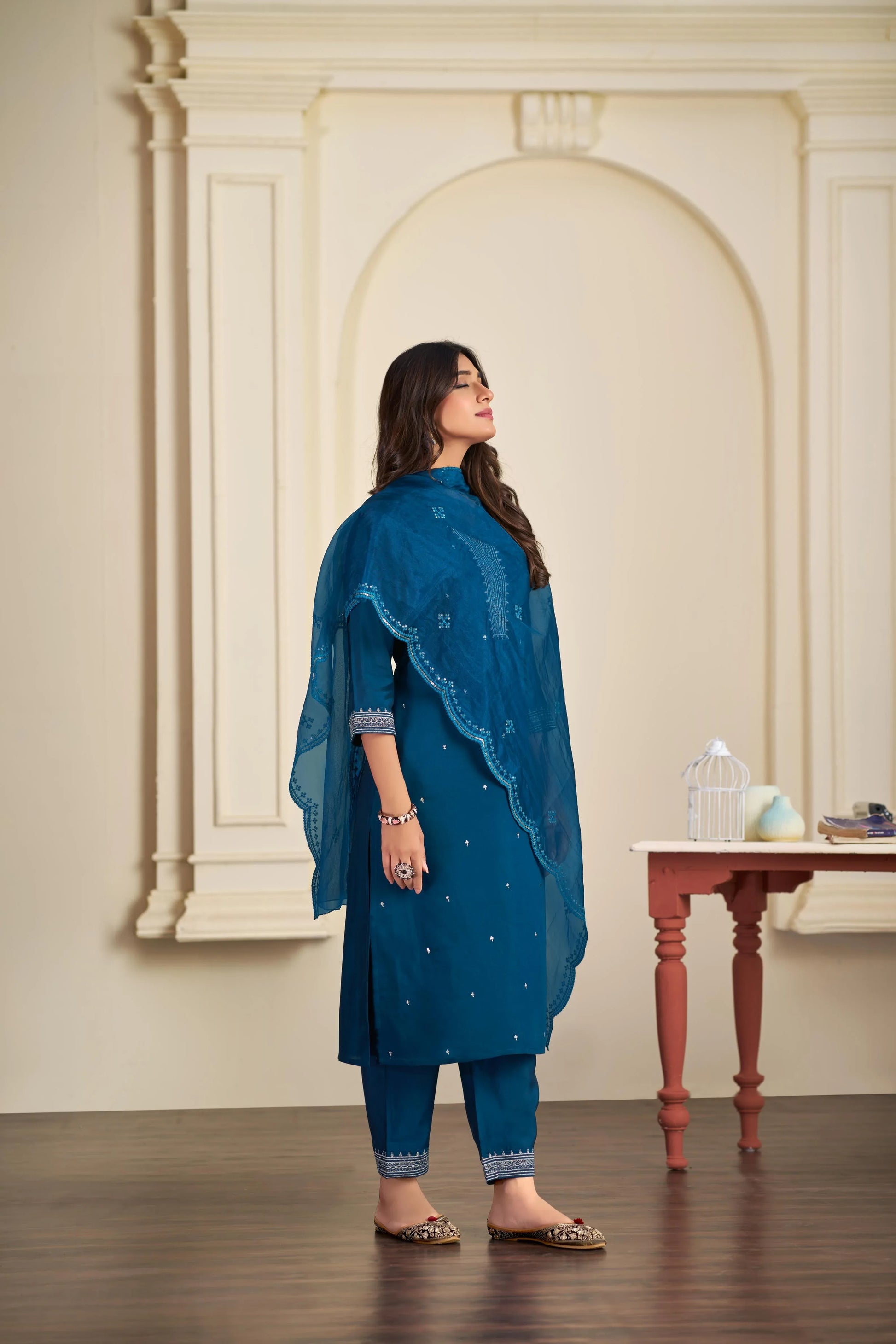 BulBul Ragini Solid Teal Pink Roman Silk Salwar Suit for Women | Elegant Festive Ethnic Wear Set - warehousetech13