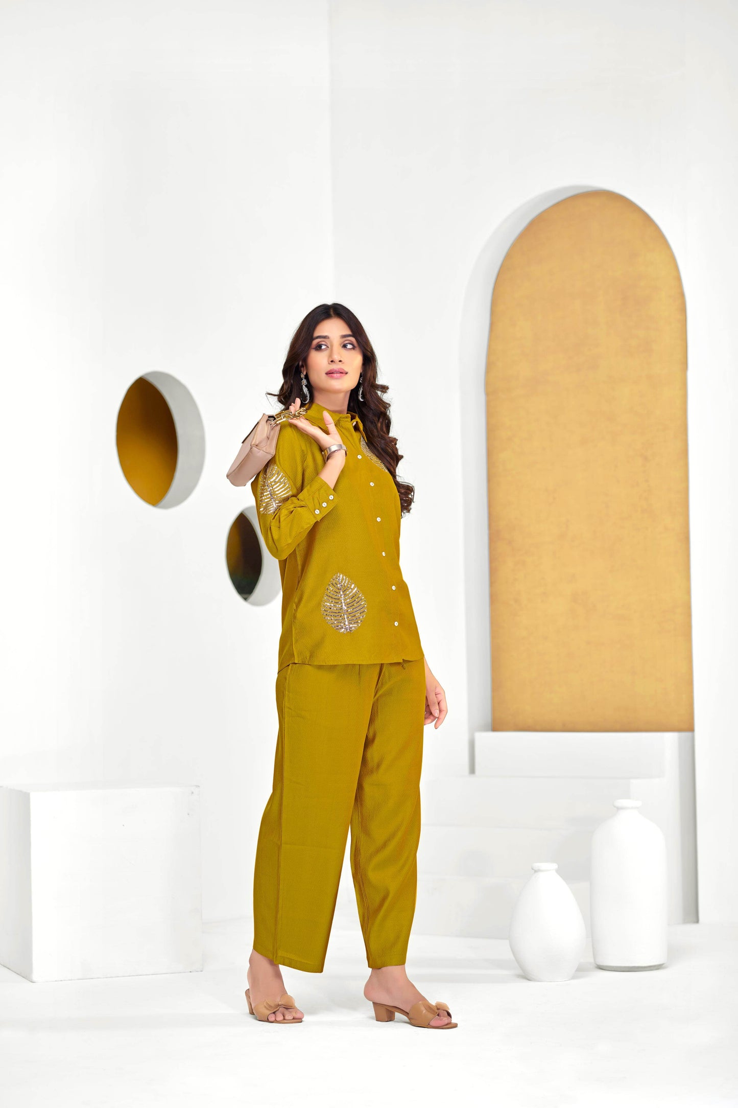 Saroj Purple & Mustard Chanderi Co-Ord Set for Women - Elegant Ethnic Wear