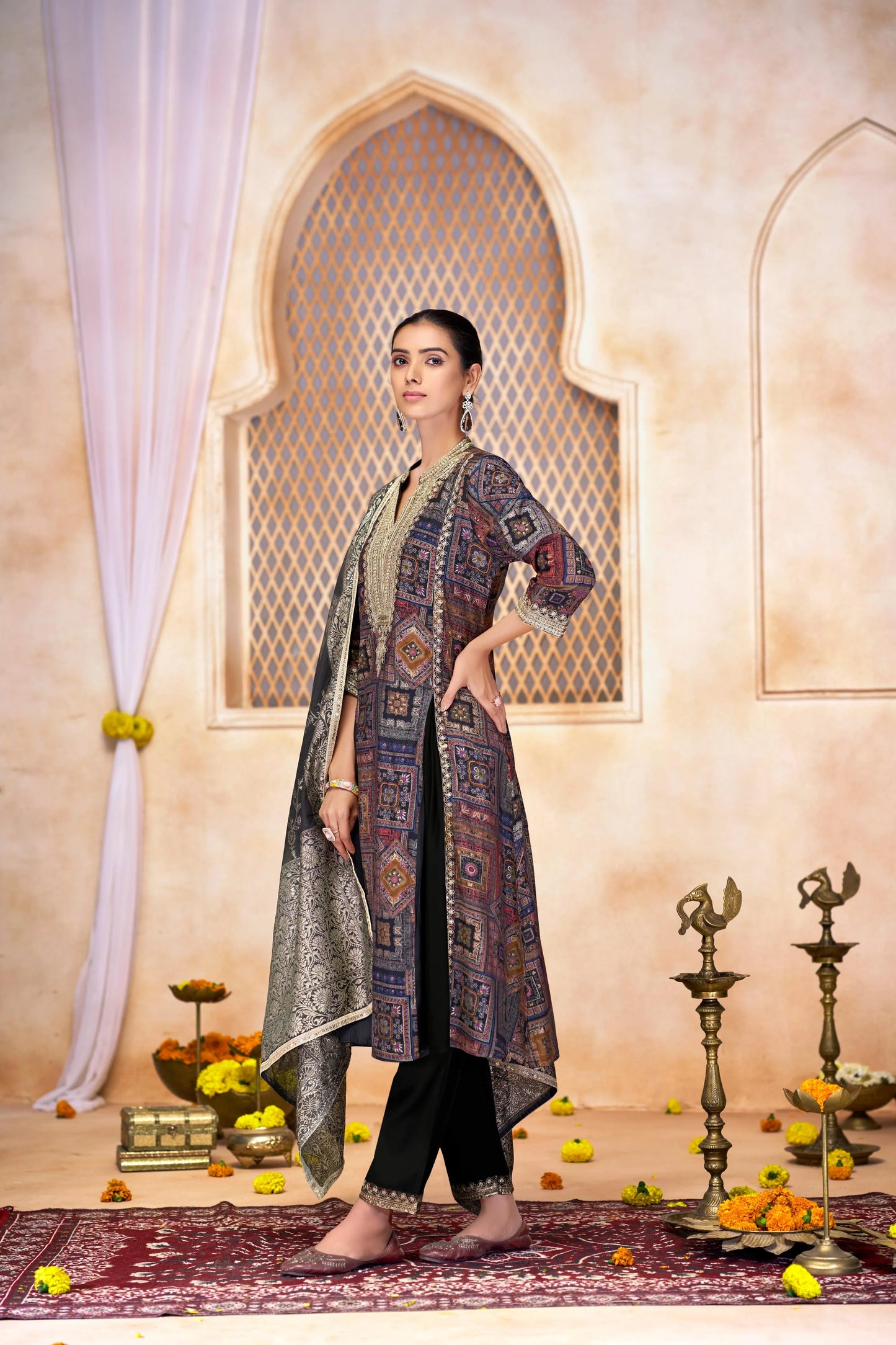 Rashmi Black Kurta and Dupatta Set - Traditional Indian Wear for Women - warehousetech13