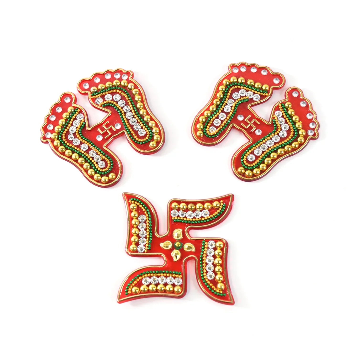Decorative Laxmi Charan (Pagla) Swastik Combo Set (3pc Set) - warehousetech13