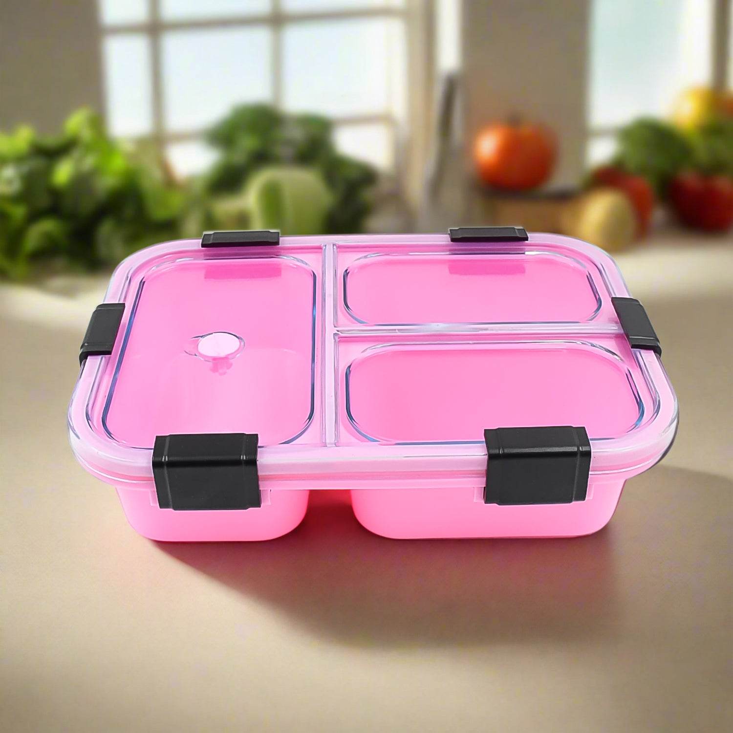 Plastic 3 Compartment Insulated Lunch Box Lunch Box (1 Pc) - warehousetech13