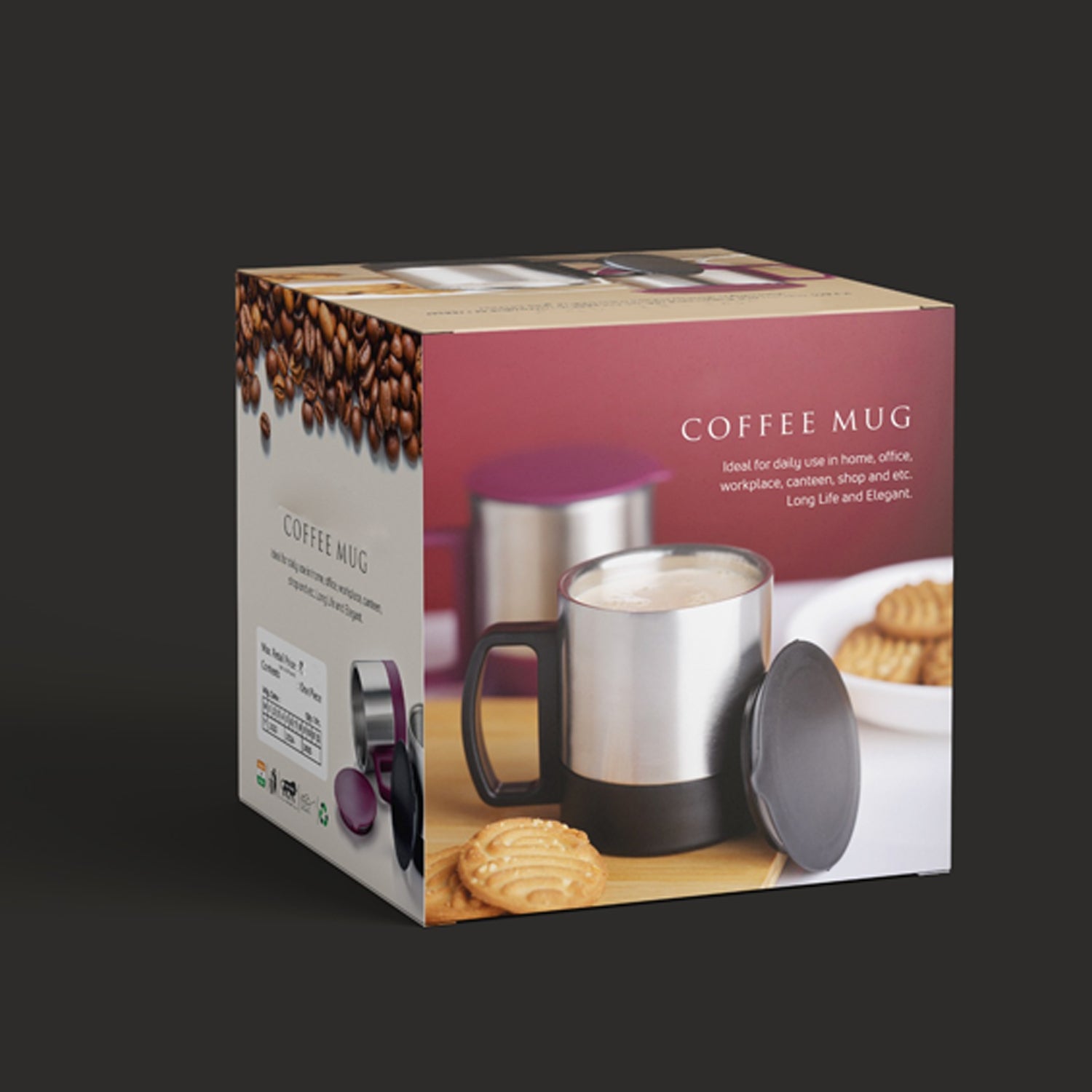 5565 Stainless Steel Coffeetea Cup Stainless Steel Lid Cover Hot Coffeetea Mug Hot Insulated Double Wall Stainless Steel Coffee And Milk Cup With Lid Handle Easy To Carry - Coffee Cup (1 Pc) - warehousetech13
