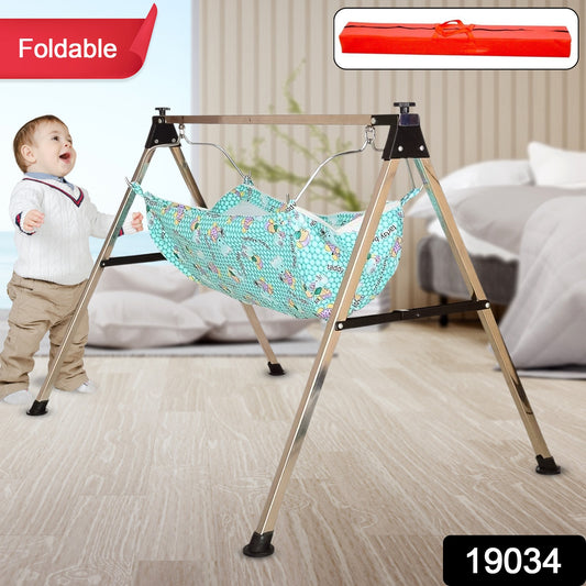 Baby Boys And Girls Portable Folding Swing Stainless Steel Stand (1 Pc) - warehousetech13