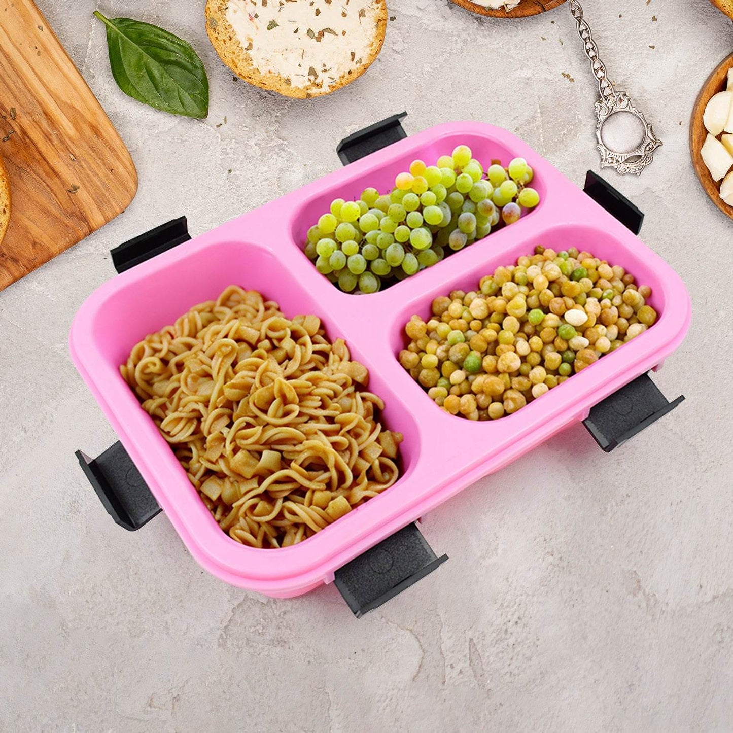 Plastic 3 Compartment Insulated Lunch Box Lunch Box (1 Pc) - warehousetech13