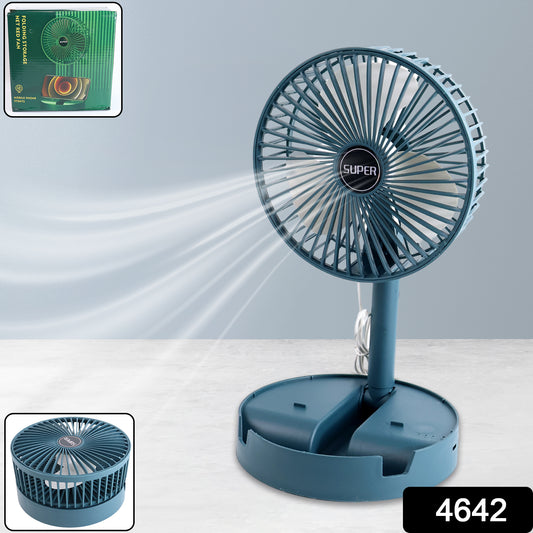 4642 Telescopic Electric Desktop Fan Height Adjustable Foldable Portable For Travelcarry Silent Table Top Personal Fan For Bedside Office Table (Battery Not Include) - warehousetech13