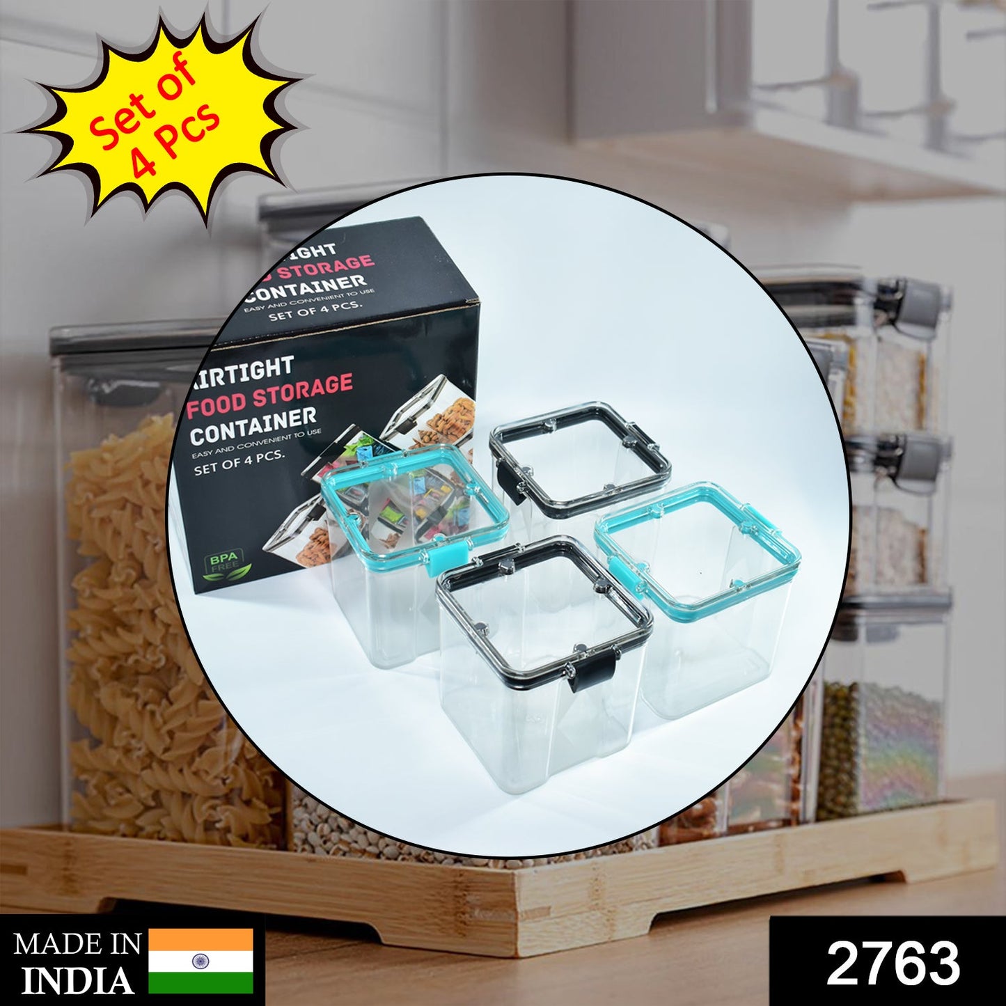 2763 4pc Square Container 700ml Used For Storing Types Of Food Stuffs And Items. - warehousetech13