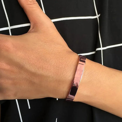 Elegant Rose Gold-plated Open Cuff Bracelet Kada (1 Pc) - warehousetech13