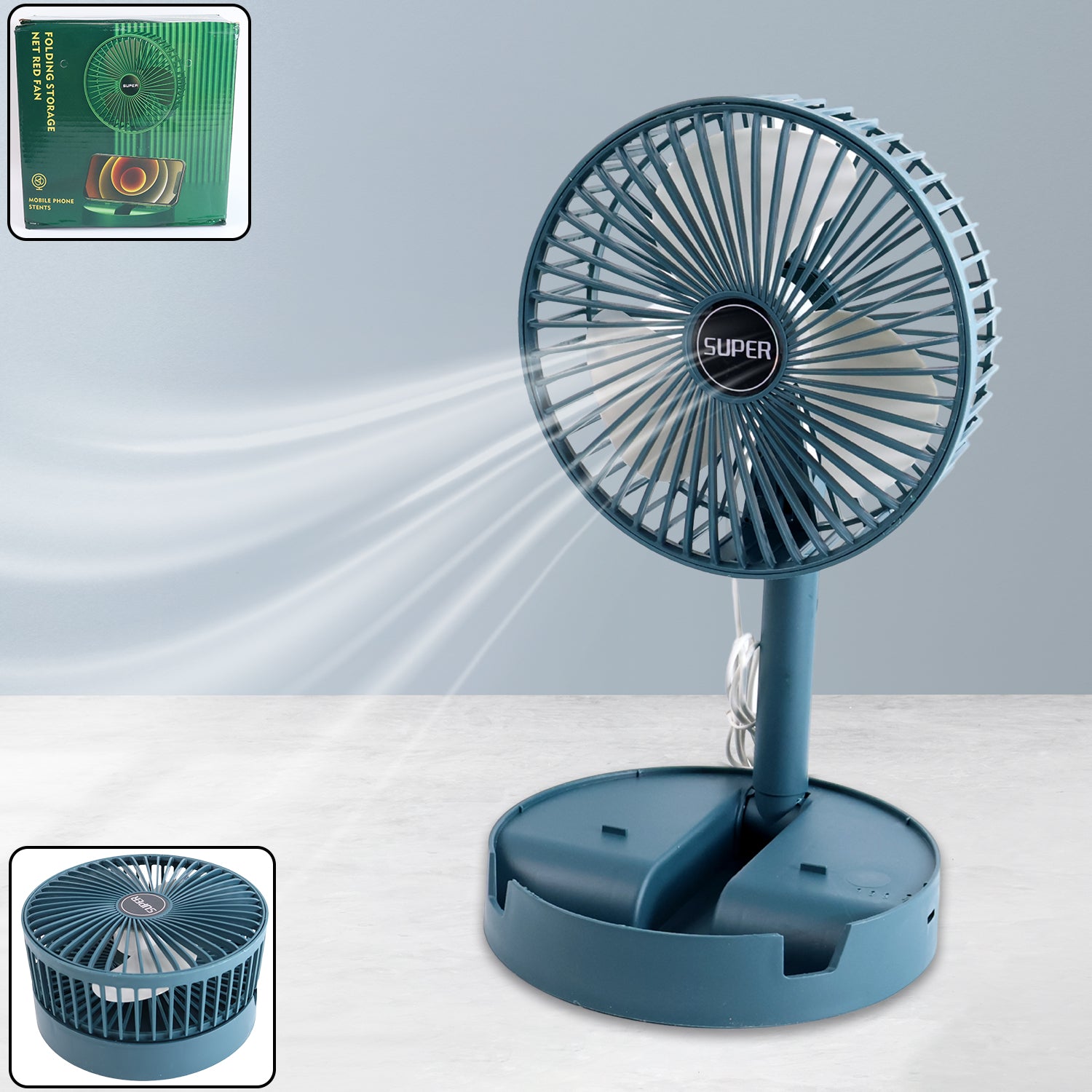4642 Telescopic Electric Desktop Fan Height Adjustable Foldable Portable For Travelcarry Silent Table Top Personal Fan For Bedside Office Table (Battery Not Include) - warehousetech13