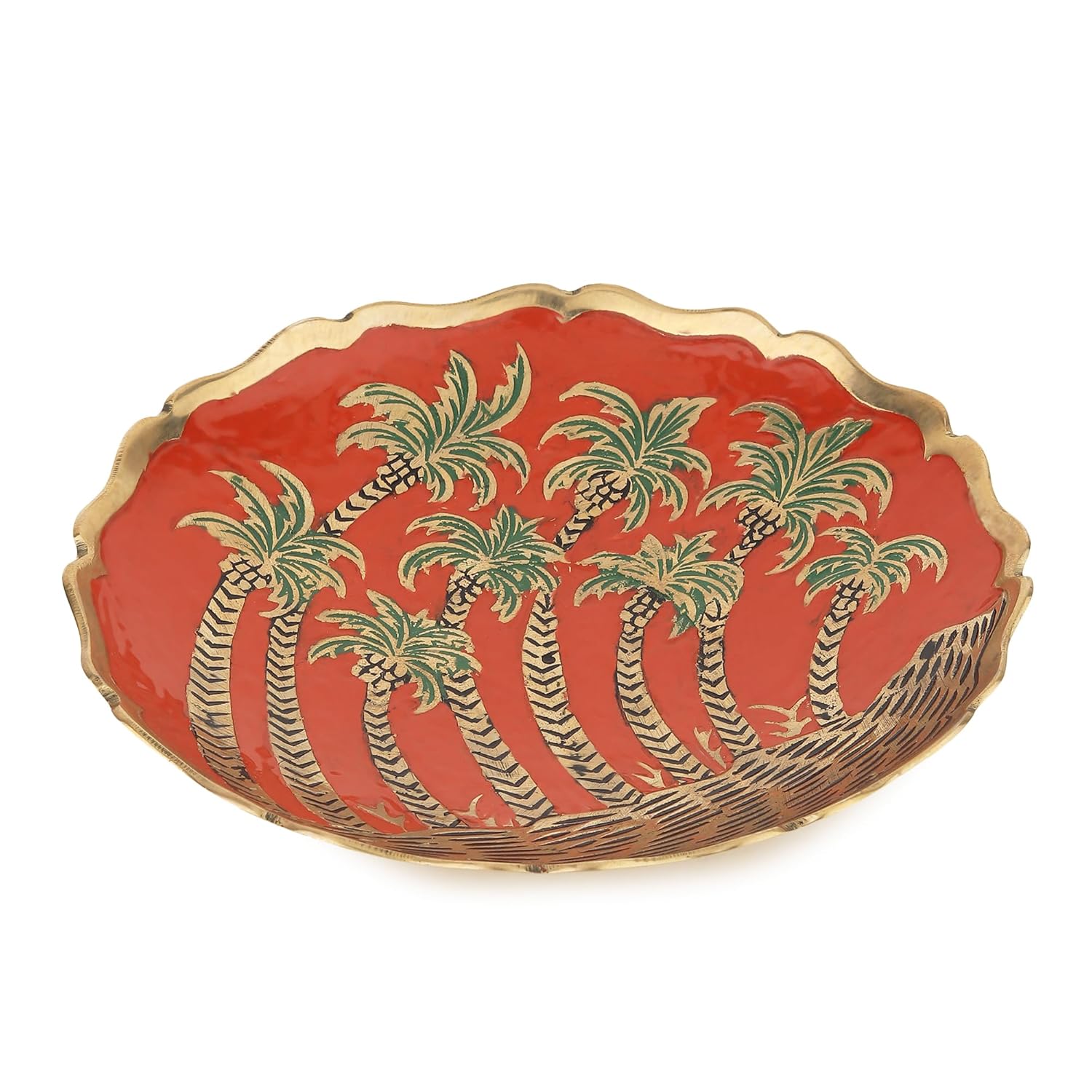 DIVYANEEL Tree Design Brass Plate – Handcrafted Decorative Plate with Enamel Art | Brass Wall Accent & Table Décor by Indian Artisans | Make in India. Artistic Tree Motif – Features a Symbolic Tree. - warehousetech13