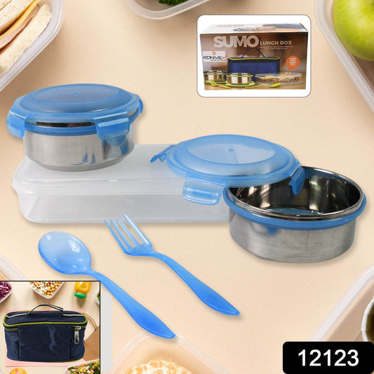 Sumo Lunch Box With Plastic Spoon Fork (2 Pc Set With Lunch Box) - warehousetech13