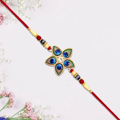 Designer Mor Pankh Rakhi In Star Shape - warehousetech13