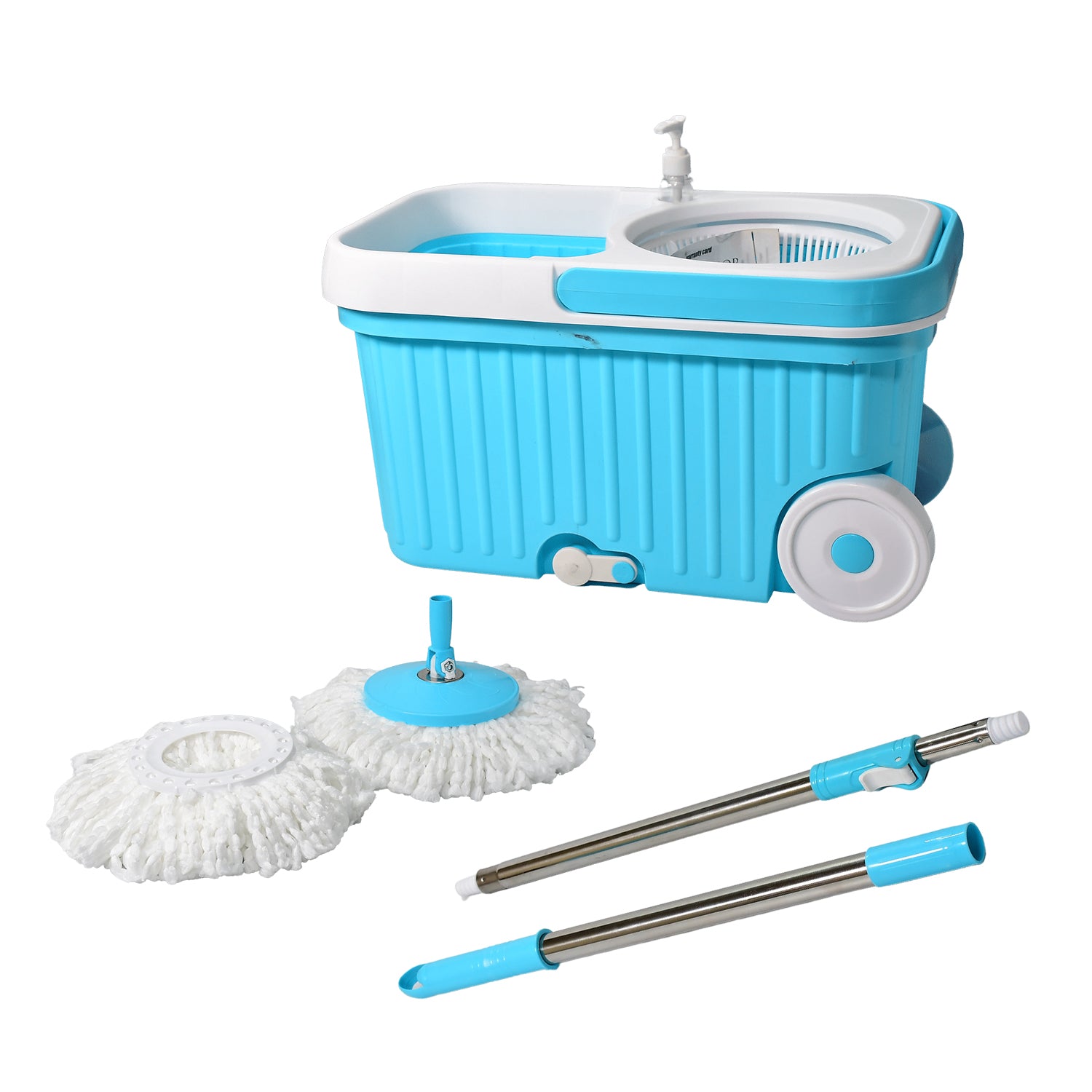 Sporty Plastic Spin Mop With Bigger Wheels And Plastic Auto Fold Handle For 360 Degree Cleaning. - warehousetech13