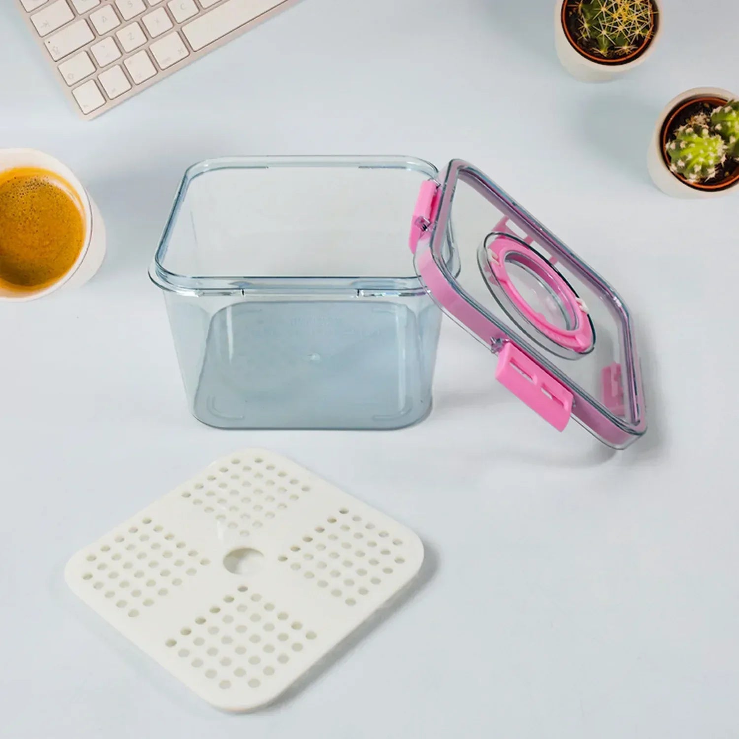 1400ml Clear Plastic Food Storage Container with Lid | Airtight, Stackable Fridge Box for Fruit, Leftovers & Meal Prep - warehousetech13