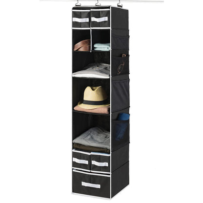 9 Shelf Hanging Closet Organizer With 5 Drawer Organizers - warehousetech13