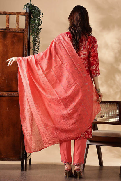 Simar Rayon Fuschia & Rama Kurta Set with Dupatta - Stylish Women’s Ethnic Wear, Comfortable & Vibrant Outfit