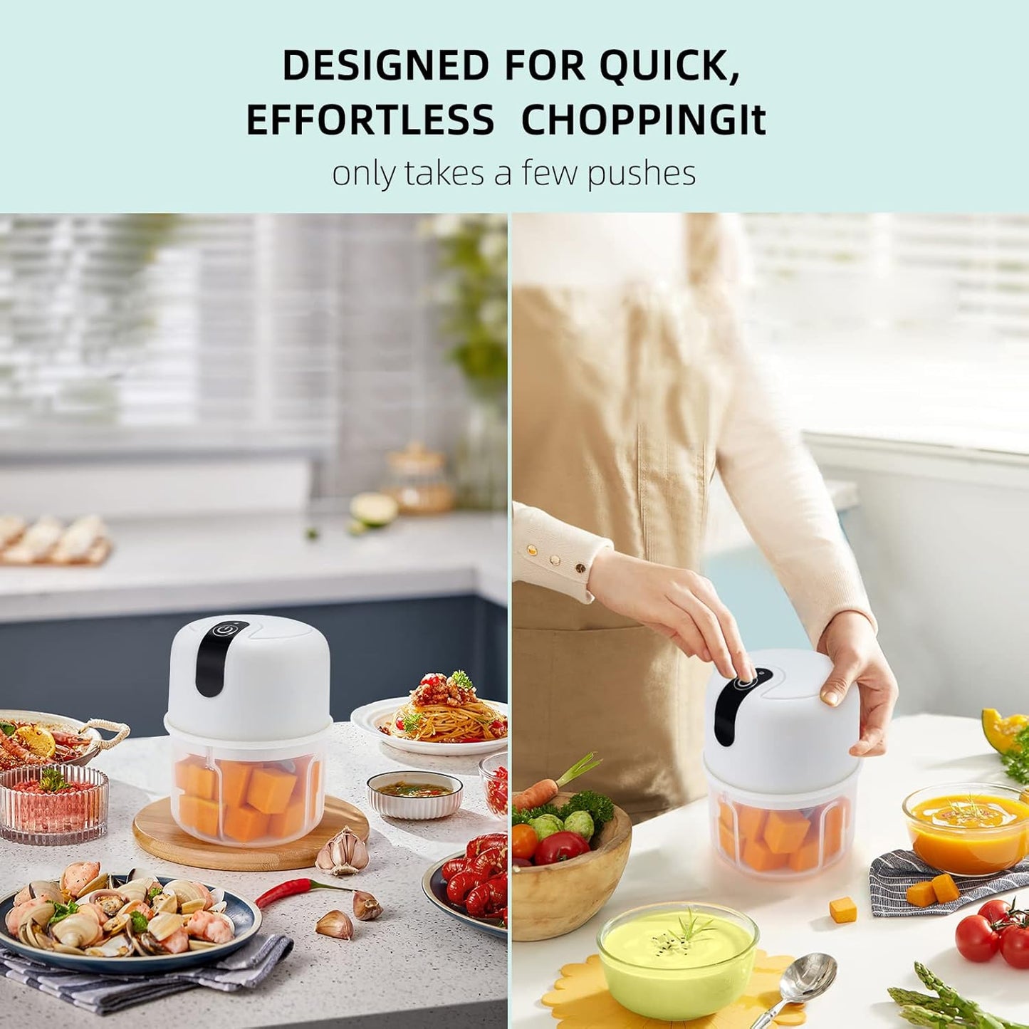 Wireless Usb Rechargeable Mini Electric Garlic Machine Chopper 3 Blades (250ml) - warehousetech13