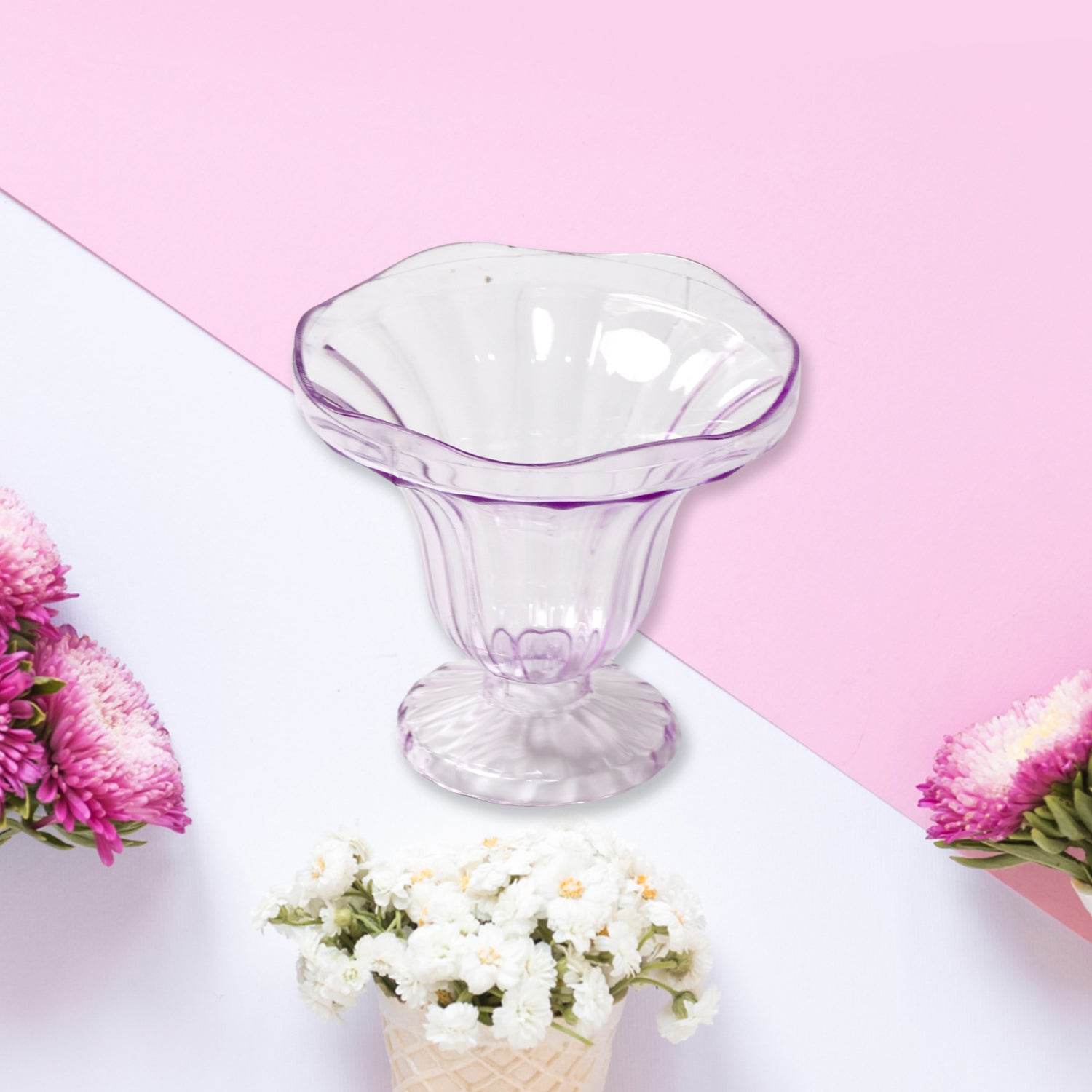 Crystal Plastic Ice-cream Bowl (Crystal Cups Set Of 6) - warehousetech13