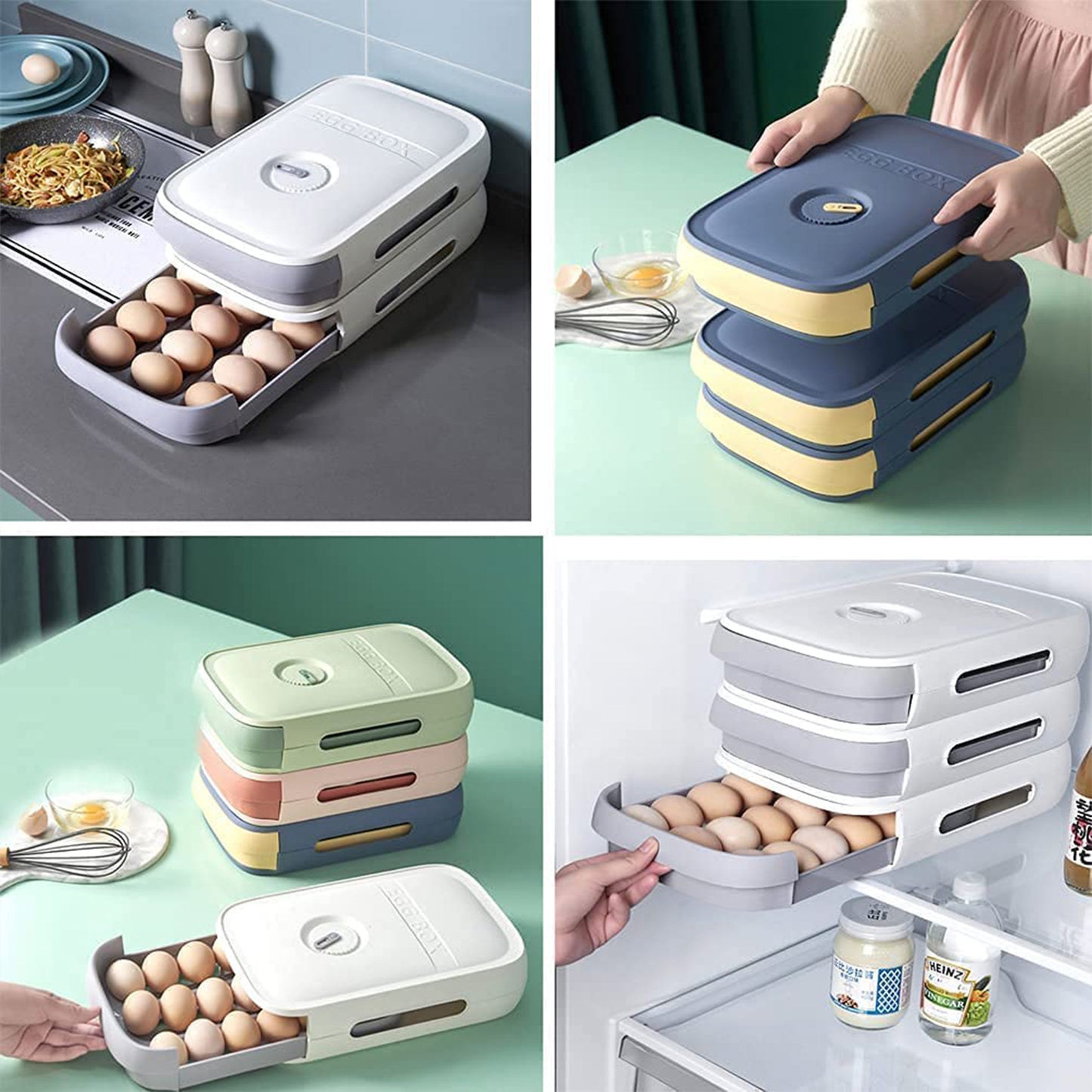 5723 Egg Storage Box Plastic Egg Drawer Fridge Egg Organizer Egg Keeper Refrigerator Egg Drawer Plastic Egg Carton Covered Egg Holder Pantry Egg Bin Household Egg Tray (1 Pc) - warehousetech13