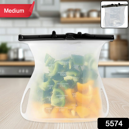 Reusable Silicone Food Storage Bag Set Leakproof Lock Reusable Flat Bottom Freezer Bags Sandwich Bags Silicone Food Grade Kids Snack Bags Bpa Free Microwave Dishwasher Safe (1 Pc) - warehousetech13