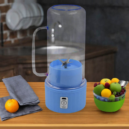Portable Electric Juicer With Handle Straw Usb Rechargeable 6 Stainless Steel Blades (500 Ml) - warehousetech13