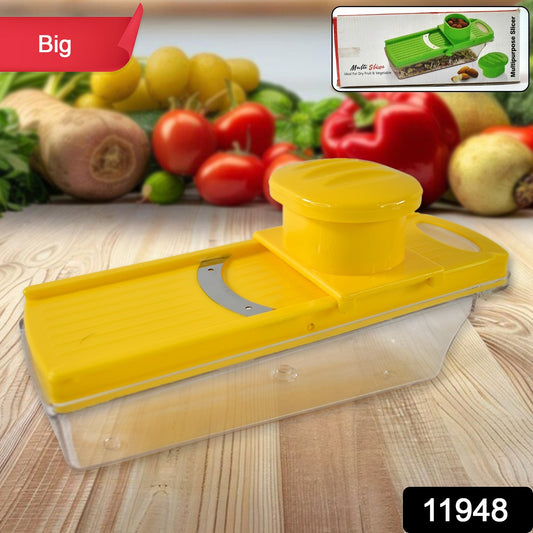 Big Multipurpose Vegetable And Fruit Slicer (Yellow 1 Pc) - warehousetech13
