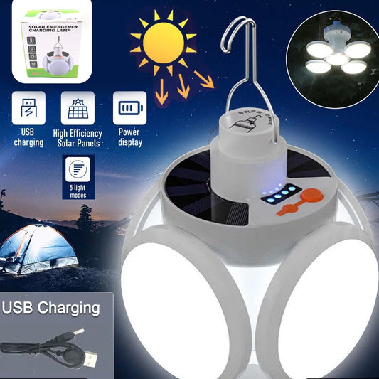 12590 Solar Multi-functional Emergency Led Light Bulb With Usb Charging Led Camping Lamp Camping Lamp Usb Rechargeable 5 Brightness Light Modes Foldable Camping Light Sos Ip65 Waterproof Camping Light Blackout Emergency Equipment Camping Gadgets