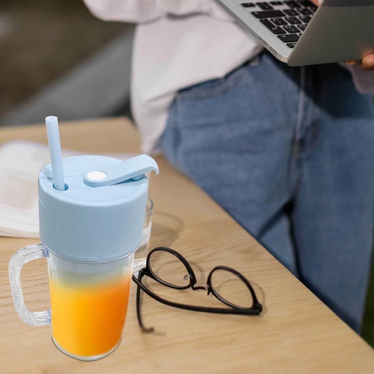 2 In 1 Portable Crusher Juicer With Handle Straw For Smoothie Sipper Usb Rechargeable - warehousetech13
