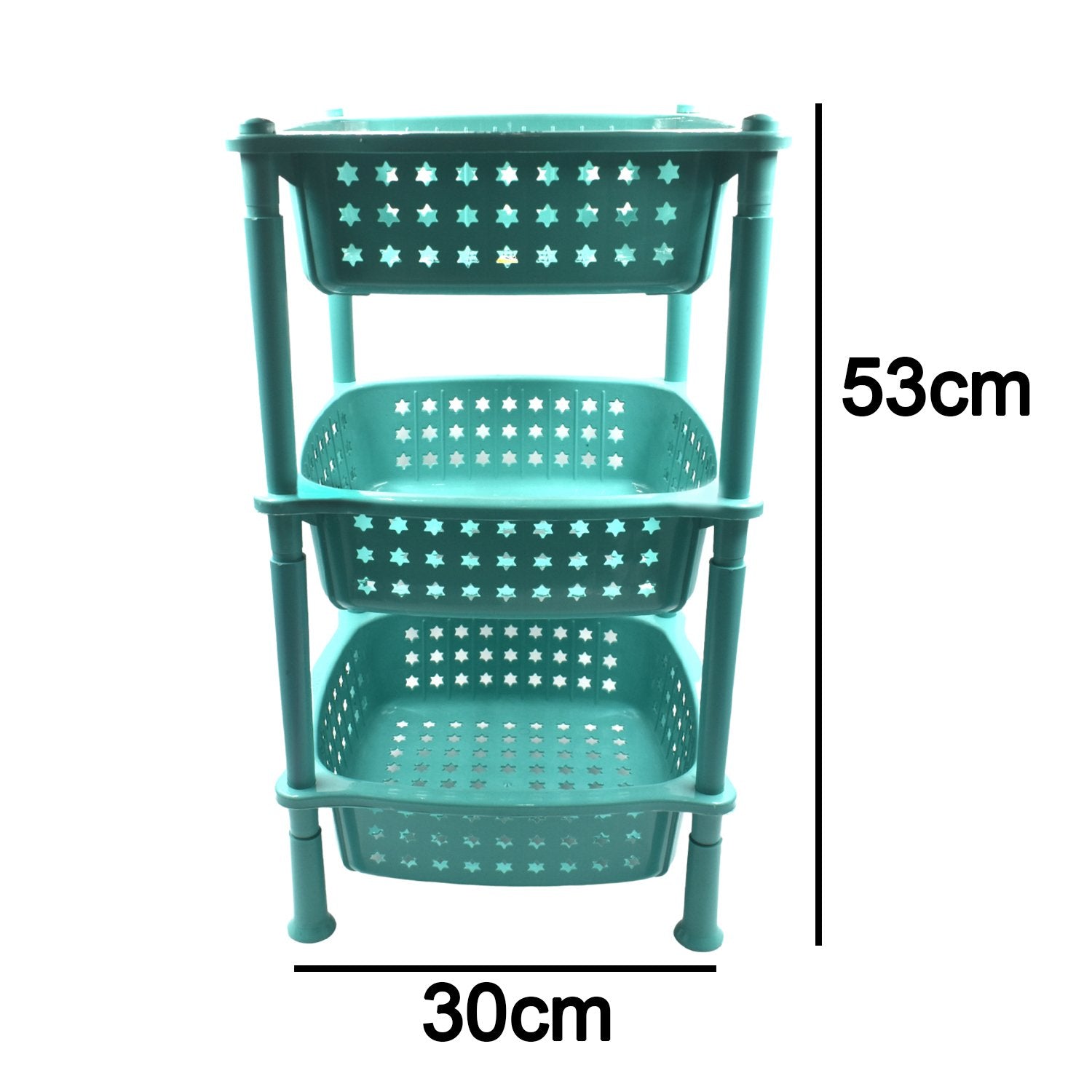 2588 3 Layer Squre Kitchen Trolley Basket - warehousetech13