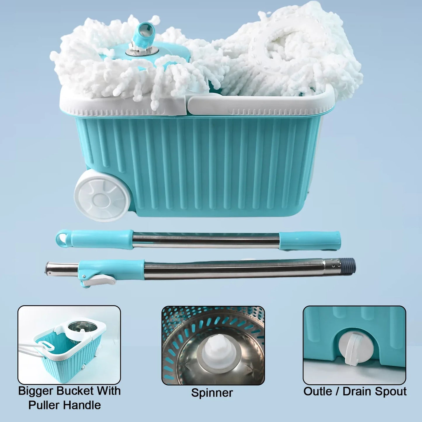 Apex Magic 360 Spin Mop Cleaning System With Stainless Steel Spinner - warehousetech13