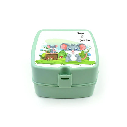 5787 Double-layer Square Lunch Box With Spoon 4 Compartment Tiffin Push Lock Plastic Tiffin Box For Travelling School Kids Office Exclusive Home - warehousetech13