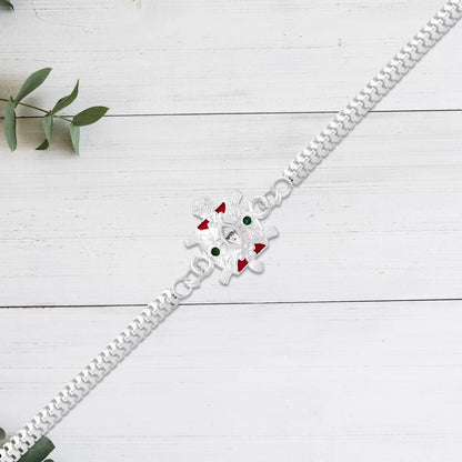 Designer Turtle Rakhi With Silver Finish And Enamel Highlights - warehousetech13