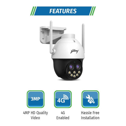 Godrej ACE PRO 3MP Wifi, 2 Way Audio, Smart Motion Tracking, Humanoid Detection, Alarm System Home Camera - warehousetech13