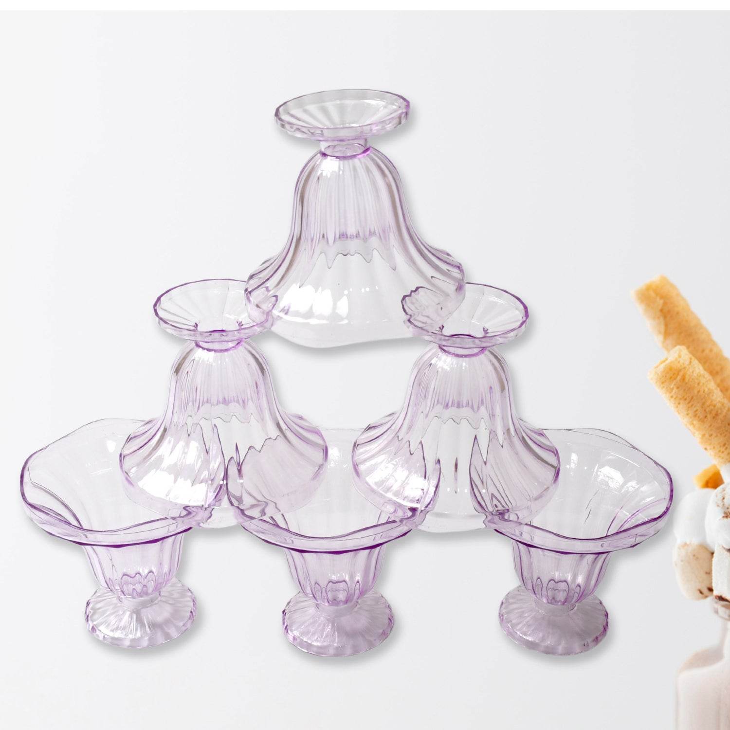 Crystal Plastic Ice-cream Bowl (Crystal Cups Set Of 6) - warehousetech13