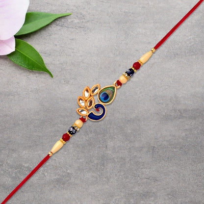 Artistic Mor Pankh Rakhi With Colorful Enamel And Traditional Thread - warehousetech13