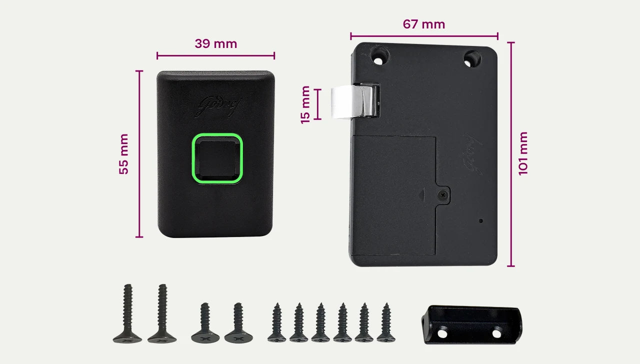 Godrej Smart Cabinet Lock| Biometric - 360° Fingerprint, 100 Fingerprints| Bluetooth| Mobile App | Passage Mode | Advantis Astron| 1st Made in India Digital Furniture Lock| Black| 3 Yrs Warranty