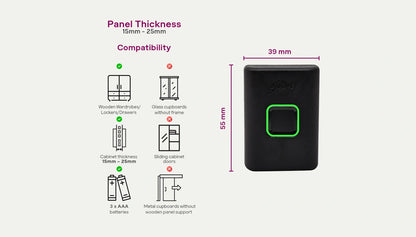 Godrej Smart Cabinet Lock| Biometric - 360° Fingerprint, 100 Fingerprints| Bluetooth| Mobile App | Passage Mode | Advantis Astron| 1st Made in India Digital Furniture Lock| Black| 3 Yrs Warranty