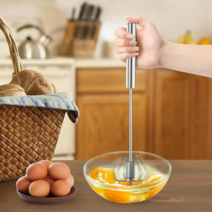 Big Stainless Steel Egg Whisk Hand Push Rotary Whisk Blender (1 Pc 35 Cm) - warehousetech13