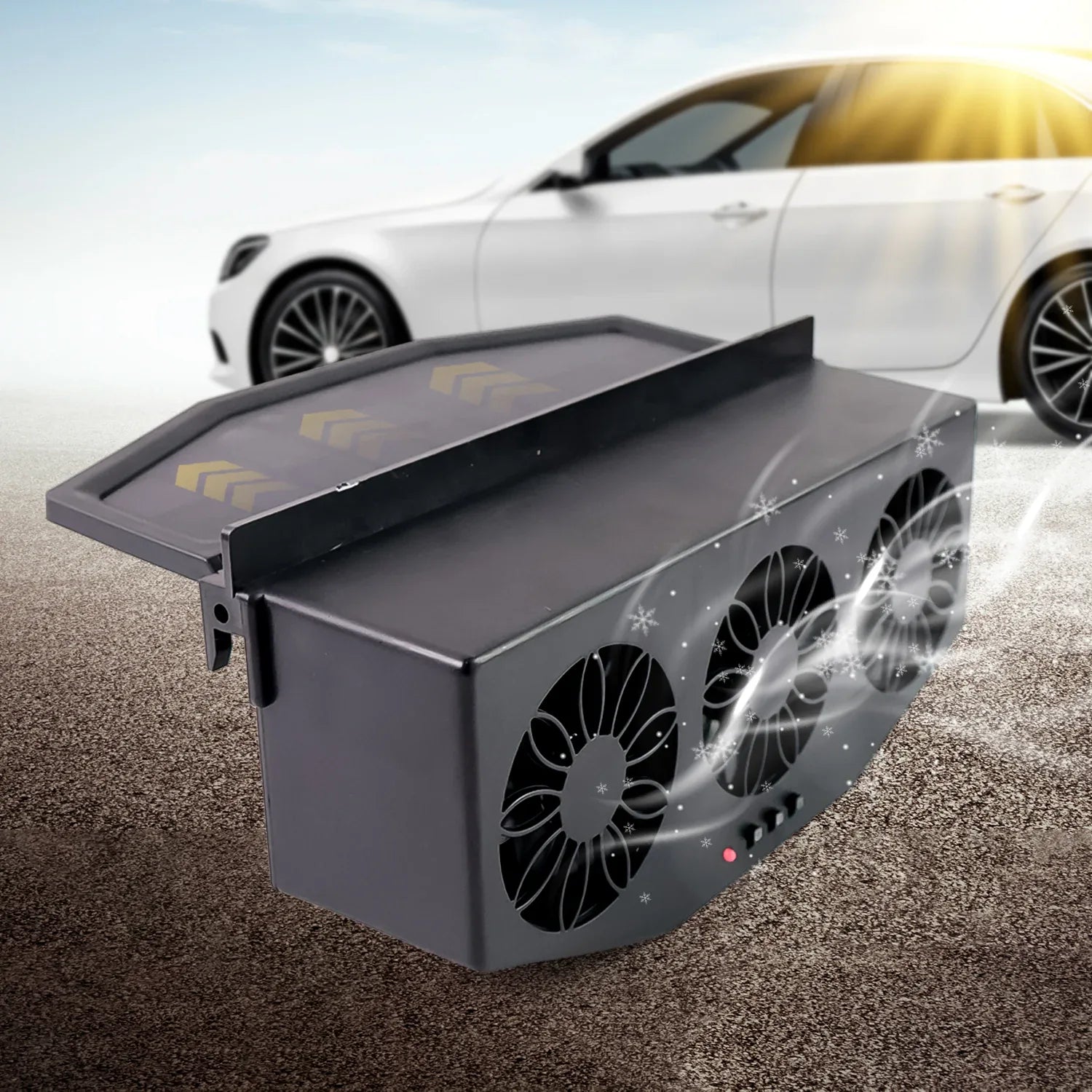 Triple Fan Solar Powered Car Exhaust Ventilation System With Usb Charging - warehousetech13