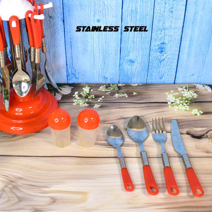 Luxury Cutlery Set For Dining Table Stainless Steel 26-piece Set With Stand (1 Set - warehousetech13