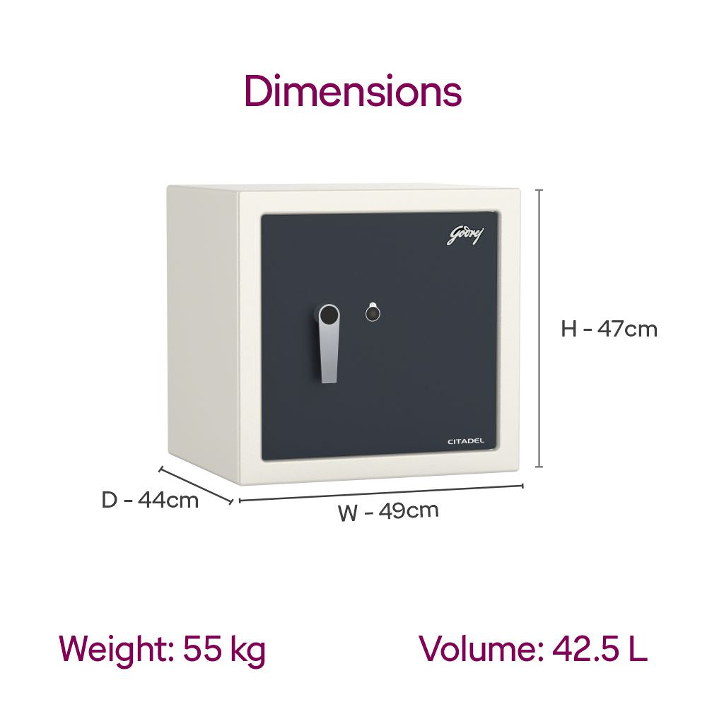 Godrej Citadel 45 V2 Home Locker | 42L Steel Safe with Mechanical Lock