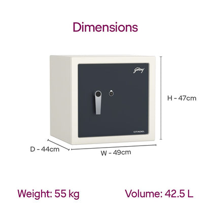 Godrej Citadel 45 V2 Home Locker | 42L Steel Safe with Mechanical Lock