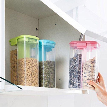 2147 Plastic 2 Sections Air Tight Transparent Food Grain Cereal Storage Container (2 Ltr) - warehousetech13