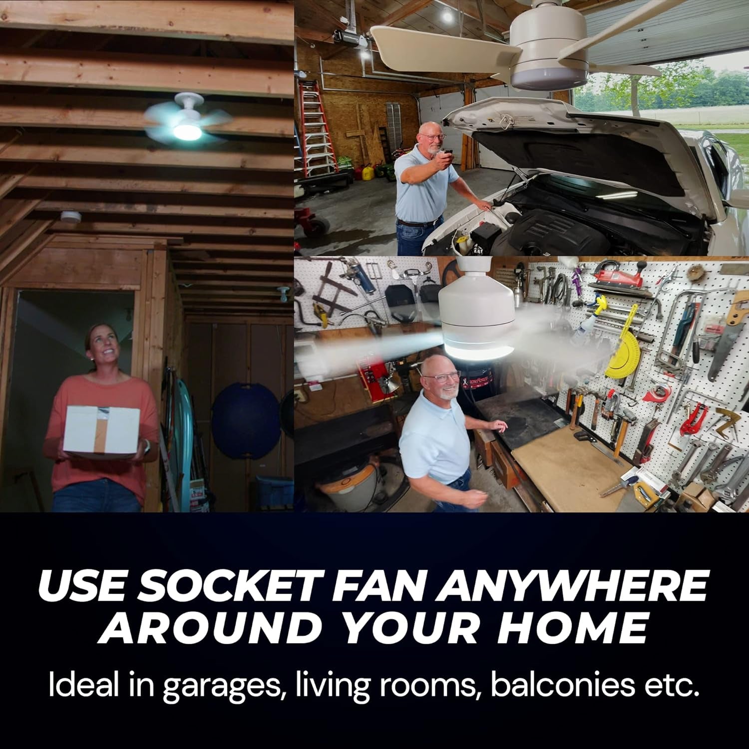 17845 Socket Fan Light Original - Cool Light Led Ceiling Fans With Lights And Remote Control Replacement For Lightbulb - Bedroom Kitchen Living Room1000 Lumens 5000 Kelvins Cool Leds (Remote Battery Not Included) - warehousetech13