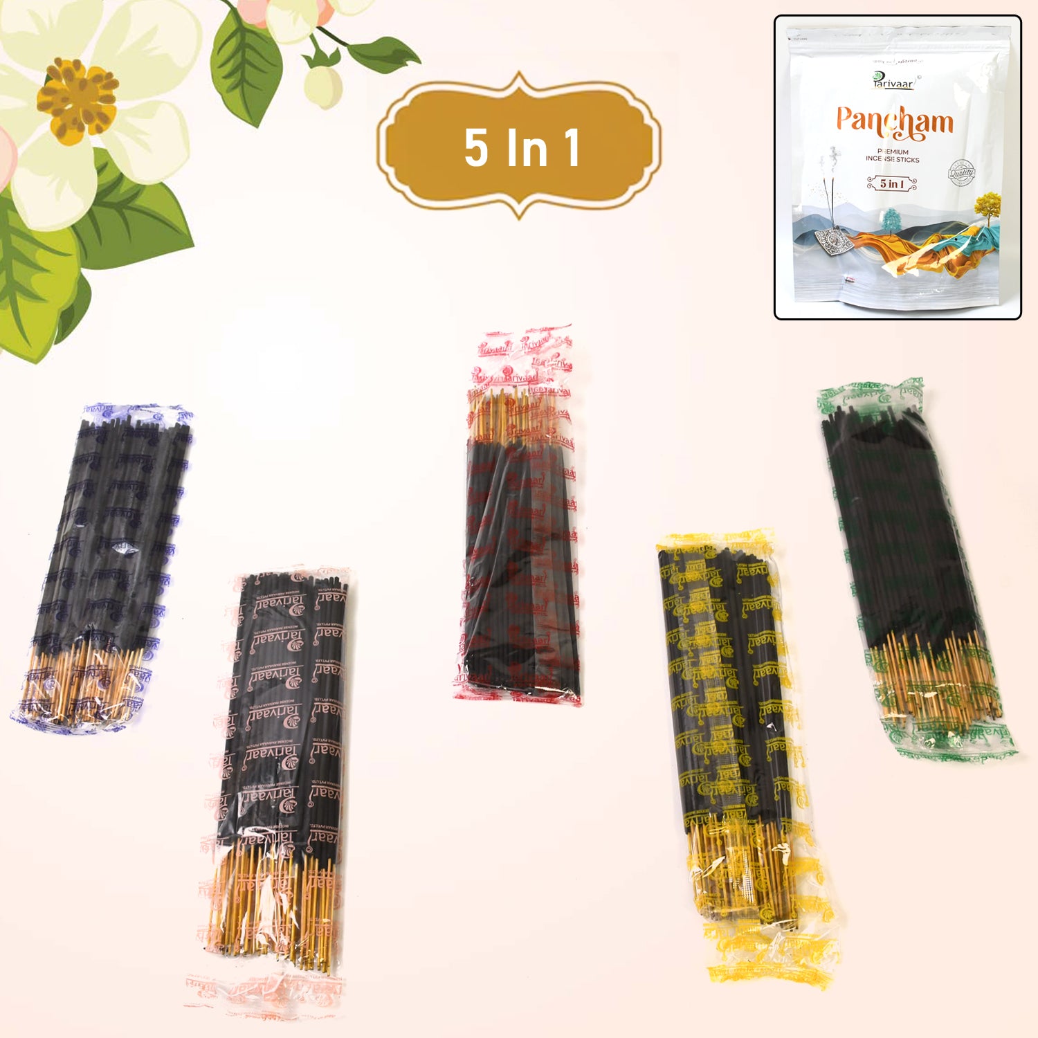 5in1 Pancham Premium Agarbatti Incense Sticks (450 Gm) - warehousetech13