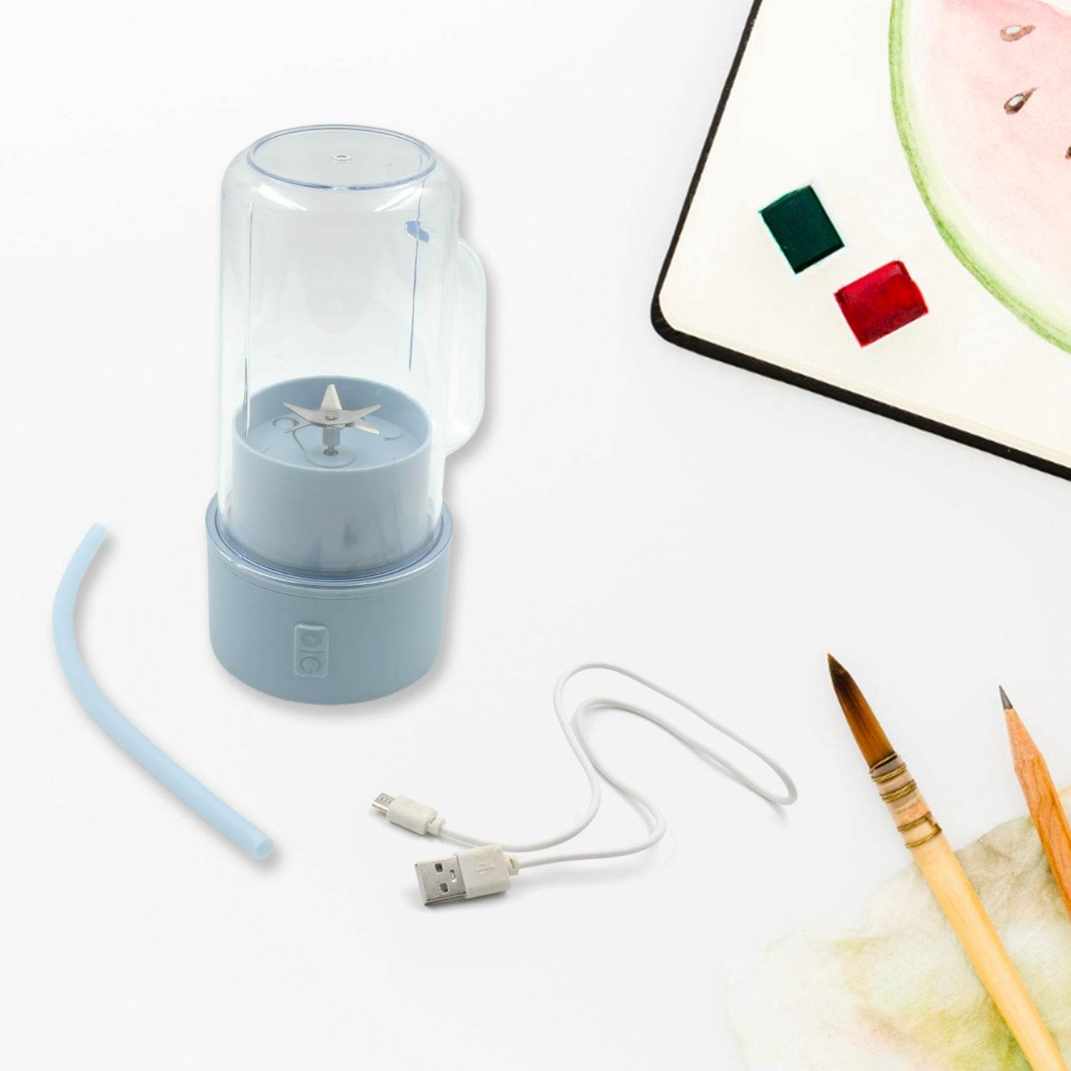 2 In 1 Portable Crusher Juicer With Handle Straw For Smoothie Sipper Usb Rechargeable - warehousetech13