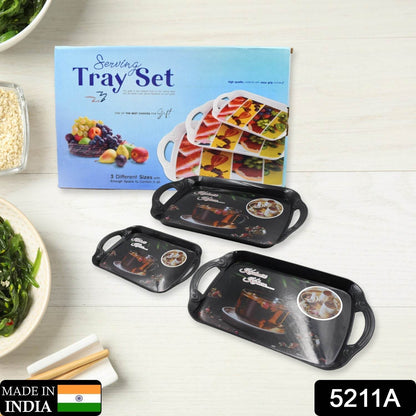A Serving Tray Set Of 3 Melamine Trays For Kitchen Snacks Serving - warehousetech13