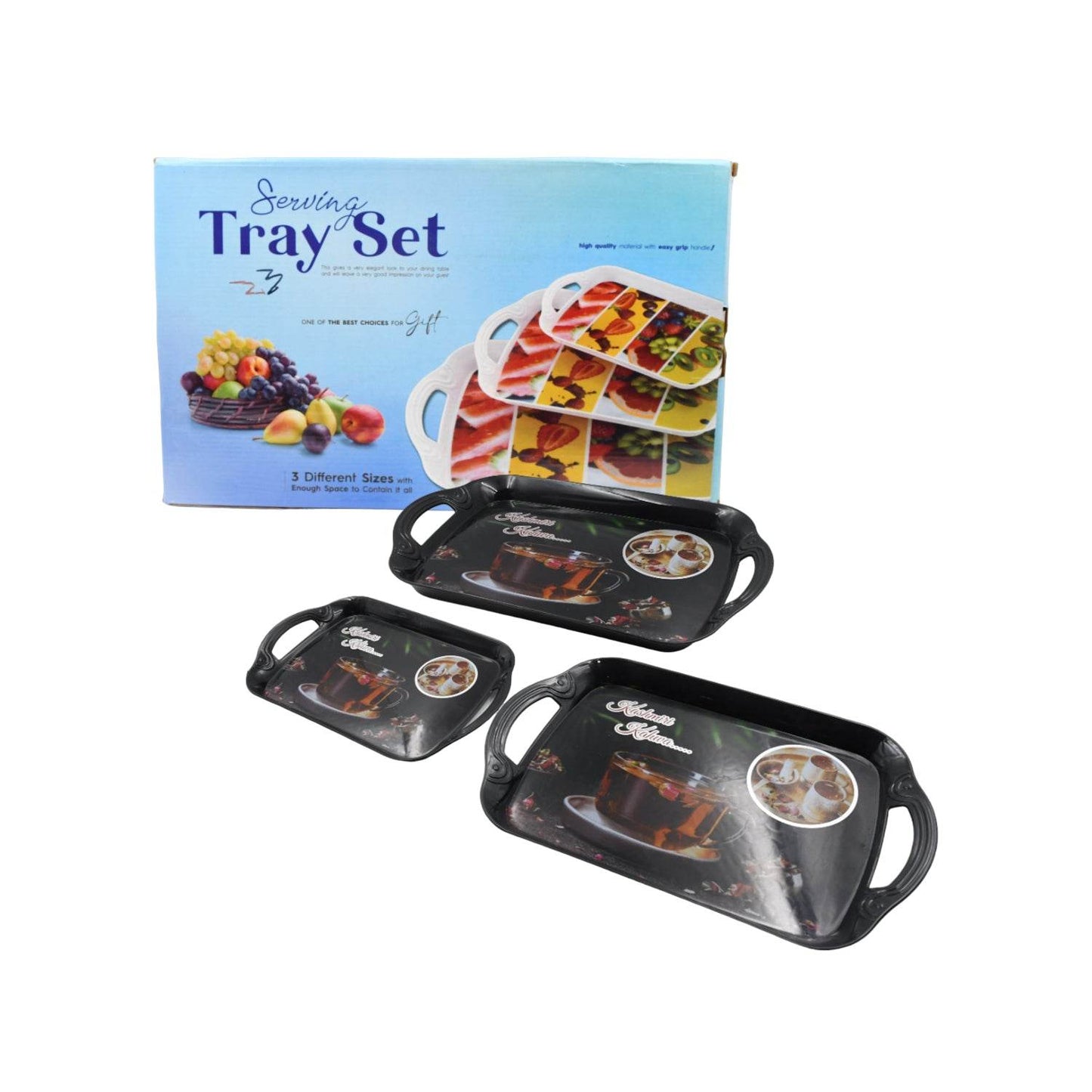 A Serving Tray Set Of 3 Melamine Trays For Kitchen Snacks Serving - warehousetech13