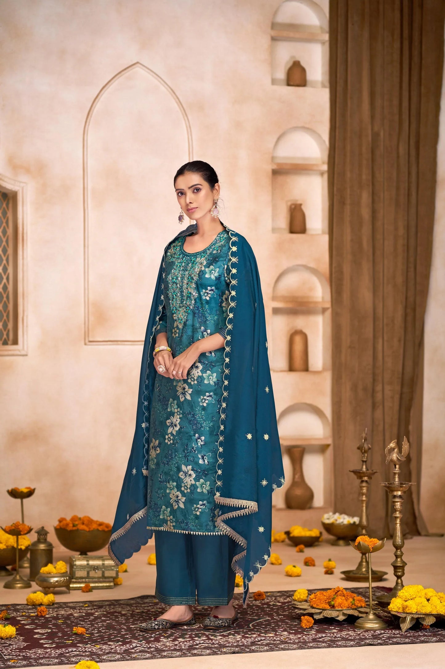 Shehnaaz Purple & Blue Embroidered Kurta Set with Dupatta – Elegant Festive Ethnic Wear for Women - warehousetech13