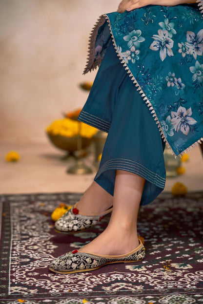 Shehnaaz Purple & Blue Embroidered Kurta Set with Dupatta – Elegant Festive Ethnic Wear for Women - warehousetech13