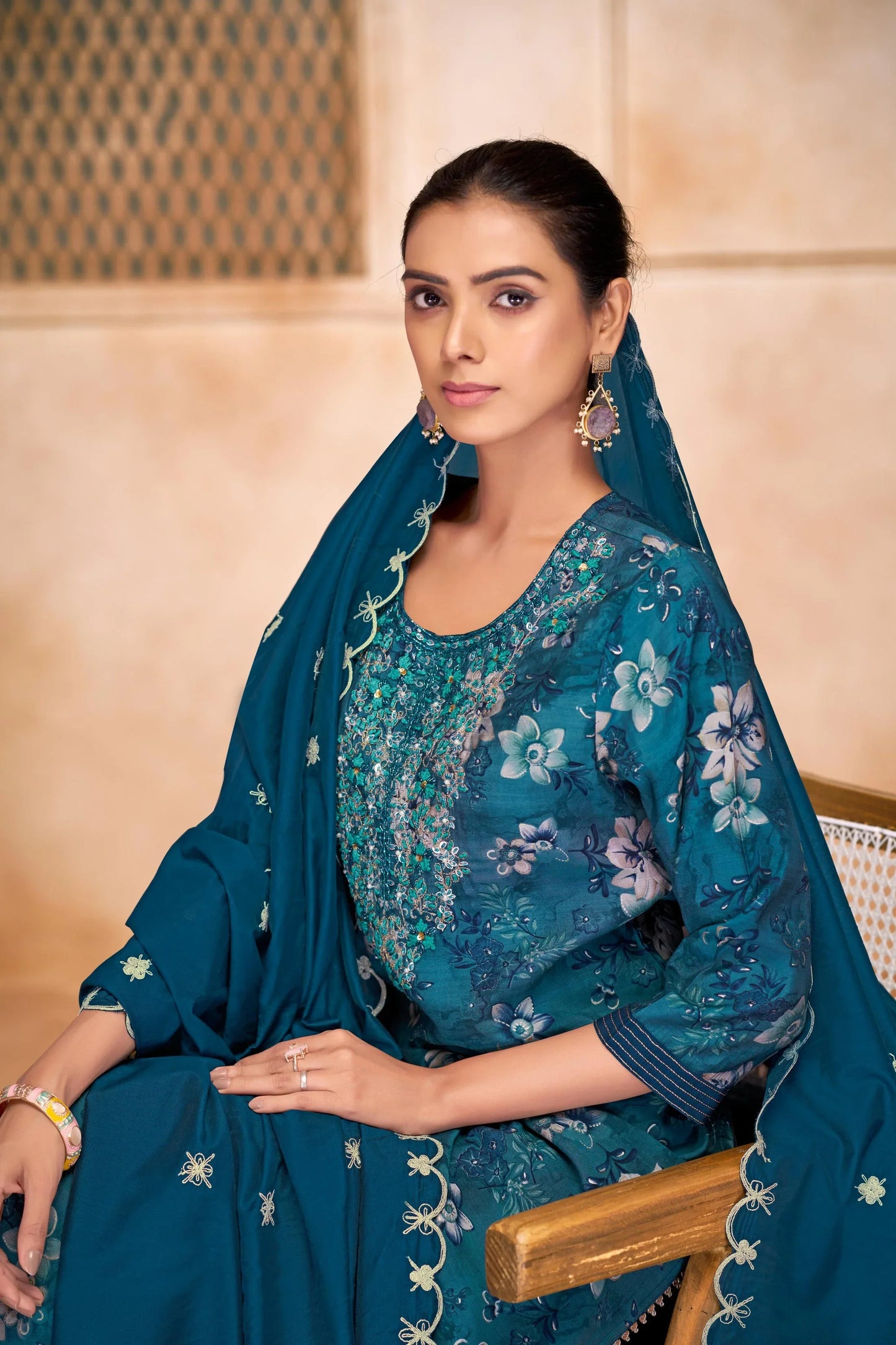 Shehnaaz Purple & Blue Embroidered Kurta Set with Dupatta – Elegant Festive Ethnic Wear for Women - warehousetech13